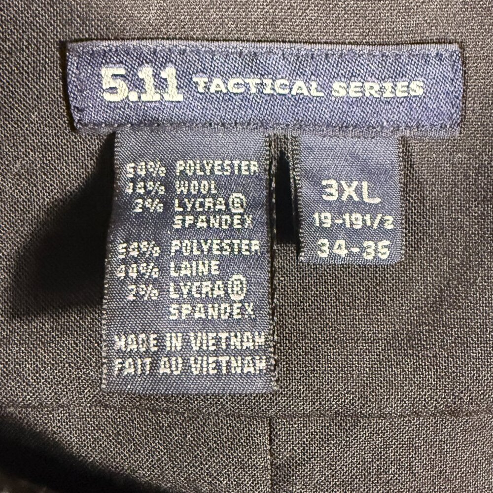 5.11 Tactical Shirts: Men's Class B Poly/Wool Shirt; 3Xl; 19-19 1/2; 34-35 - Picture 7 of 9